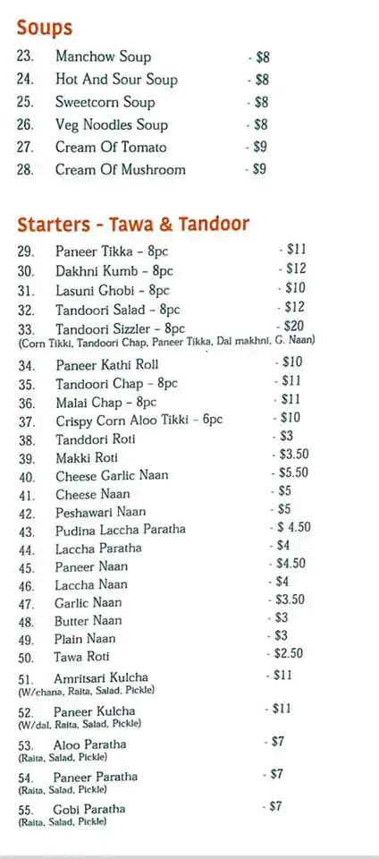 BailwalG Pure Vegetarian Indian Restaurant restaurant menu in .